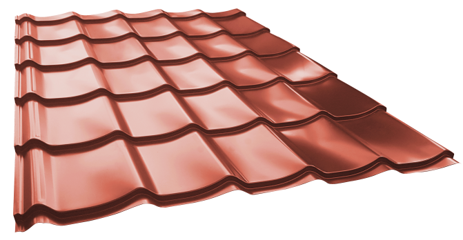 detail Krytina ocelová Smart CS PRIMA 1215×5700×0,5 mm Zn 275 RAL 3009 terakota