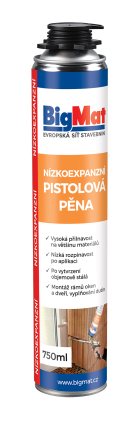 Pěna montážní pistolová nízkoexpanzní BigMat 750 ml