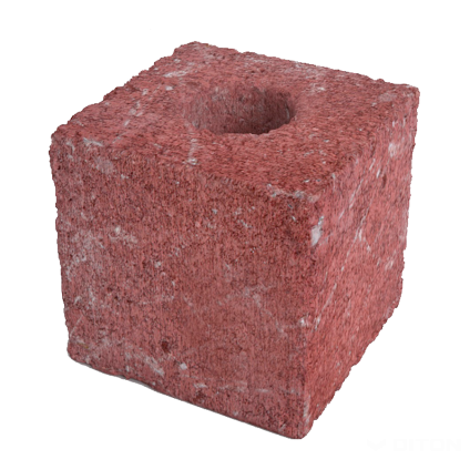 Blok zdicí Diton History 190×190×190 mm základní kámen poloviční červený (96)