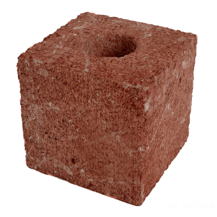 Blok zdicí Diton History 190×190×190 mm základní kámen poloviční hnědý (96)