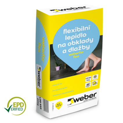 Lepidlo na obklady a dlažby flexibilní weberfor flex (C2TE S1) 25kg