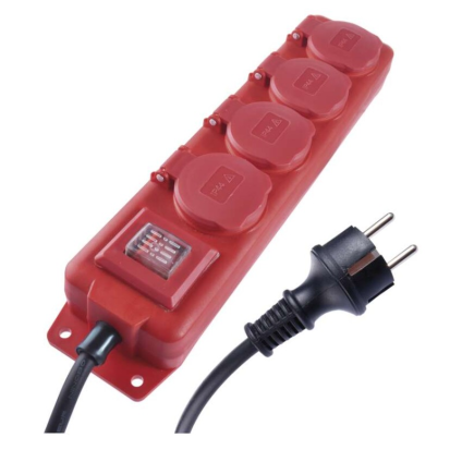 Kabel prudlužovací EMOS 3 m / 4 zásuvky / 1,5 mm2 / IP44 / gumový