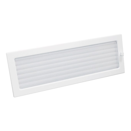 Mřížka větrací Haco 170×490 mm krbová ocelová s rámečkem a síťovinou uzaviratelná bílá