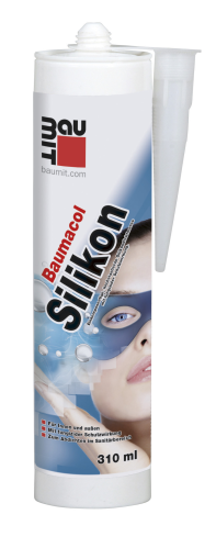 detail Tmel silikonový sanitární Baumit Baumacol Silikon miel 310 ml
