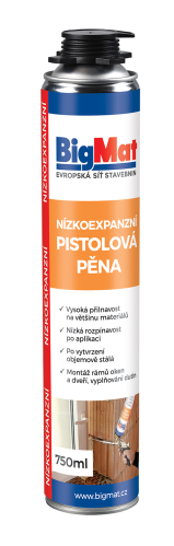 Pěna montážní pistolová nízkoexpanzní BigMat 750ml