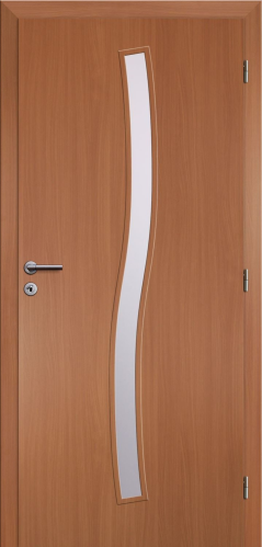 detail Dveře fólie SMART 1 buk 90 P oblá hrana boční sklo satinato