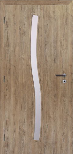 detail Dveře struktur SMART 1 dub alpský 70 L oblá hrana boční sklo satinato