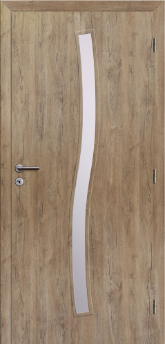 detail Dveře struktur SMART 1 dub alpský 70 P oblá hrana boční sklo satinato