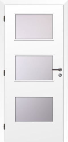 detail Dveře fólie SMART 6 bílá 90 L oblá hrana boční sklo satinato