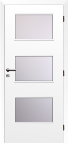 detail Dveře fólie SMART 6 bílá 90 P oblá hrana boční sklo satinato