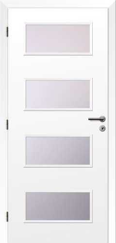 detail Dveře fólie SMART 17 bílá 60 L oblá hrana boční sklo satinato