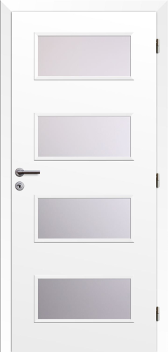 detail Dveře fólie SMART 17 bílá 90 P oblá hrana boční sklo satinato