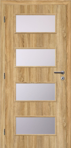 detail Dveře struktur SMART 17 dub sonoma 80 L oblá hrana boční sklo satinato