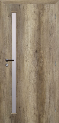 detail Dveře struktur SMART 20 dub canyon 70 P oblá hrana boční sklo satinato