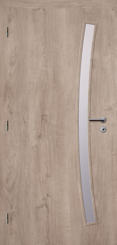 detail Dveře struktur SMART 21 dub western 60 L oblá hrana boční sklo satinato