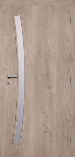detail Dveře struktur SMART 21 dub western 90 P oblá hrana boční sklo satinato