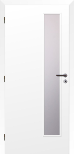 detail Dveře fólie SMART 22 bílá 80 L oblá hrana boční sklo satinato