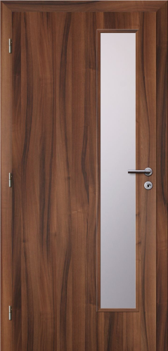 detail Dveře fólie SMART 22 ořech 60 L oblá hrana boční sklo satinato