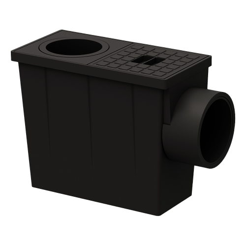 detail Lapač střešních splavenin GRH boční černá 100/110 mm