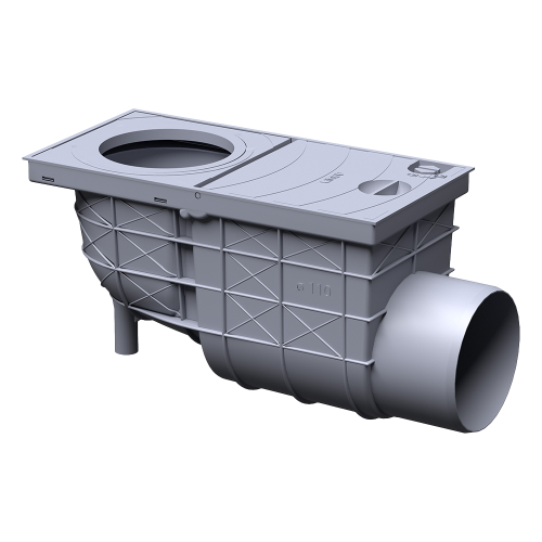 detail Lapač střešních splavenin GRS boční šedá 110 mm