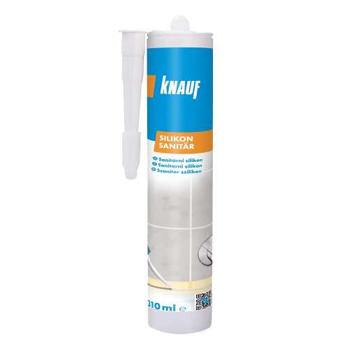 detail Tmel silikonový sanitární Knauf Silikon Sanitär lichtgrau 310 ml