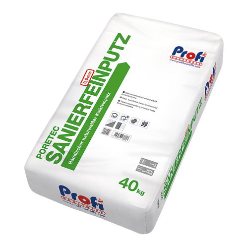 detail Omítka štuková vápenná Profi Poretec Sanierfeinputz 40 kg