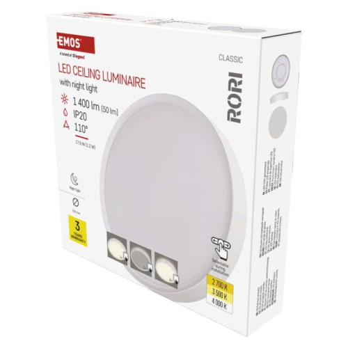 detail Svítidlo EMOS Pori se změnou CCT LED / 17W / IP20 / 1 400 lm / bílé