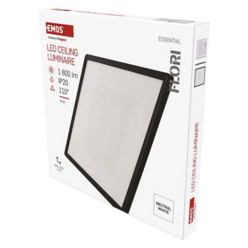 detail Svítidlo EMOS Flori přisazené čtvercové LED / 22W / IP20 / 2 200 lm / černé