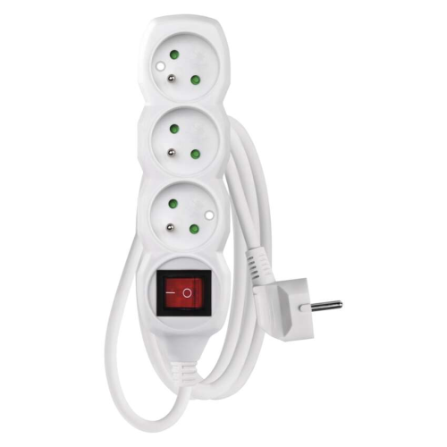 detail Kabel prodlužovací EMOS 1,2 m / 3 zásuvky s vypínačem / bílý