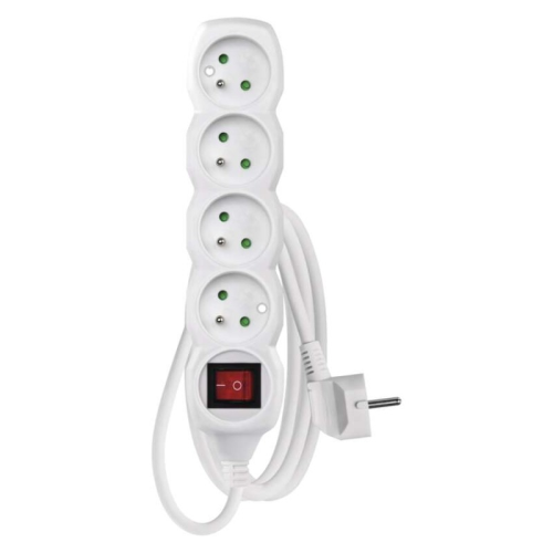 detail Kabel prodlužovací EMOS 2 m / 4 zásuvky s vypínačem / bílý