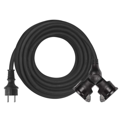 detail Kabel prodlužovací EMOS 15 m / 2 zásuvky / 1,5 mm2 / IP44 / guma