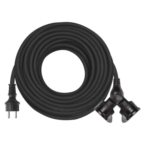 detail Kabel prodlužovací EMOS 25 m / 2 zásuvky / 1,5 mm2 / IP44 / guma