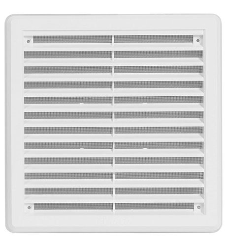 detail Mřížka větrací Haco 200×200 mm plastová se síťovinou bílá