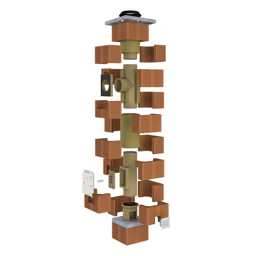 detail Sestava komínová Ciko 3V Universal pr. 180 mm výška 8 m připojení 90°