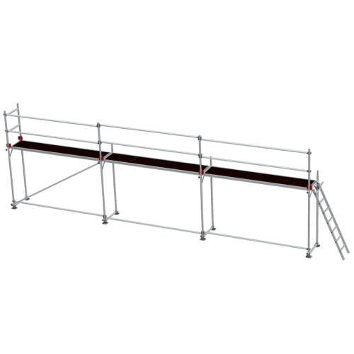 detail Lešení fasádní Jumbo Superflex Pro se zábradlím 2×9 m