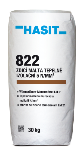 detail Malta zdicí Hasit 822 Leicht-Mauermörtel tepelněizolační M5 20 kg