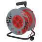 náhled Kabel prodlužovací na bubnu EMOS 25 m / 4 zásuvky / 1,5 mm2 / PVC / pohyblivý střed / červený