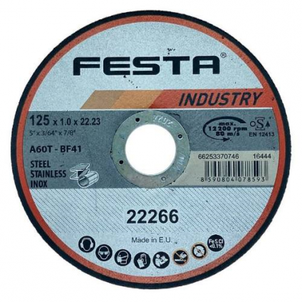 Kotouč řezný kov O 125 x 1 mm, Festa Industry